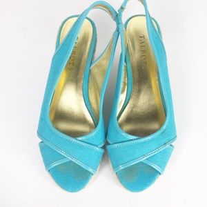 Talbots Peep Toe Criss Cross Espadrilles Wedges